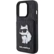 Karl Lagerfeld Saffiano Cardslots and Stand Monogram Choupette iPhone 15 Pro Max 6,7" KLHCP15XSAKCNSCK, hátlap, tok, fekete