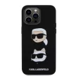 Karl Lagerfeld Liquid Silicone Karl and Choupette Heads Case iPhone 15 Pro Max (KLHCP15XSDHKCNK) hátlap, tok, fekete