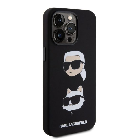 Karl Lagerfeld Liquid Silicone Karl and Choupette Heads Case iPhone 15 Pro Max (KLHCP15XSDHKCNK) hátlap, tok, fekete