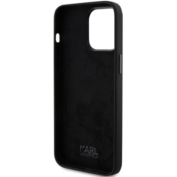 Karl Lagerfeld iPhone 15 Pro Max Silicone Choupette Metal Pin (KLHCP15XSMHCNPK) hátlap, tok, fekete