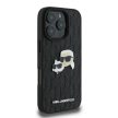 Karl Lagerfeld iPhone 16 Pro Monogram Karl&Chaoupette Head Pin (KLHCP16LPGKLKCPK) hátlap, tok, fekete