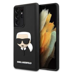  Karl Lagerfeld Samsung Galaxy S21 Ultra 3D Rubber Karl's Head oldalra nyíló tok, fekete