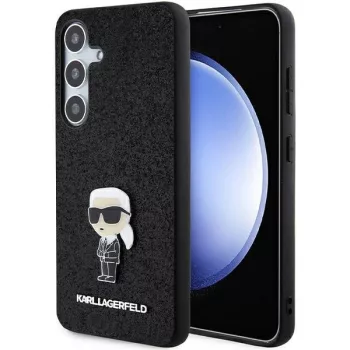   Karl Lagerfeld Fixed Glitter Ikonik Logo Metal Pin Samsung Galaxy S24 Plus KLHCS24MGKNPSK tok, fekete