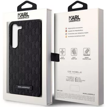   Karl Lagerfeld KLHCS24MSAKLHPK Samsung Galaxy S24 Plus hátlap, tok, táska, fekete Saffiano Mono fém Logo