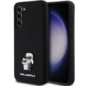   Karl Lagerfeld KLHCS24MSMHKCNPK Silicone Karl&Choupette Metal Pin Samsung Galaxy S24 Plus hátlap, tok, fekete