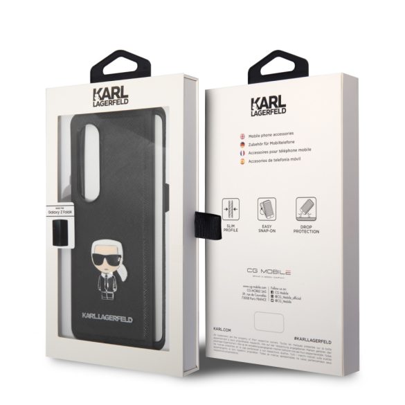 Karl Lagerfeld Samsung Galaxy Z Fold 4 Saffiano Ikonik (KLHCZFD4IKMSBK) hátlap, tok, fekete