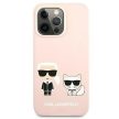 Karl Lagerfeld KLHMP13XSSKCI Silicone Ikonik Karl & Choupette Magsafe iPhone 13 Pro Max 6,7" hátlap, tok, rózsaszín