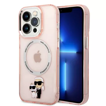   Karl Lagerfeld iPhone 14 Pro Magsafe IML Karl and Choupette NFT (KLHMP14LHNKCIP) hátlap, tok, rózsaszín