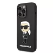 Karl Lagerfeld KLHMP14LSNIKBCK Liquid Glitter Choupette Head Magsafe iPhone 14 Pro 6,1" hátlap, tok, fekete