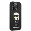 Karl Lagerfeld KLHMP14LSNIKBCK Liquid Glitter Choupette Head Magsafe iPhone 14 Pro 6,1" hátlap, tok, fekete