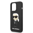 Karl Lagerfeld KLHMP14LSNIKBCK Liquid Glitter Choupette Head Magsafe iPhone 14 Pro 6,1" hátlap, tok, fekete