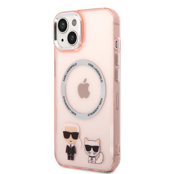 Karl Lagerfeld iPhone 14 Plus MagSafe Karl and Choupette (KLHMP14MHKCP) hátlap, tok, rózsaszín