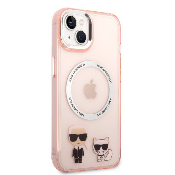 Karl Lagerfeld iPhone 14 Plus MagSafe Karl and Choupette (KLHMP14MHKCP) hátlap, tok, rózsaszín
