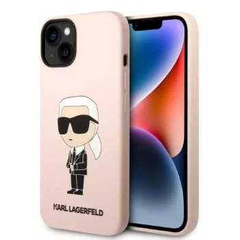   Karl Lagerfeld KLHMP14MSNIKBCP Silicone Ikonik Magsafe iPhone 14 Plus/15 Plus 6.7" hátlap, tok, rózsaszín