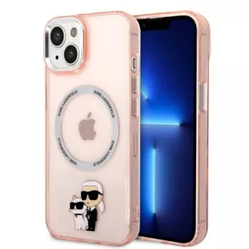   Karl Lagerfeld KLHMP14SHNKCIP Iconic Karl&Choupette Magsafe iPhone 14 6,1" tok, rózsaszín