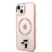 Karl Lagerfeld KLHMP14SHNKCIP Iconic Karl&Choupette Magsafe iPhone 14 6,1" tok, rózsaszín
