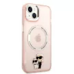 Karl Lagerfeld KLHMP14SHNKCIP Iconic Karl&Choupette Magsafe iPhone 14 6,1" tok, rózsaszín