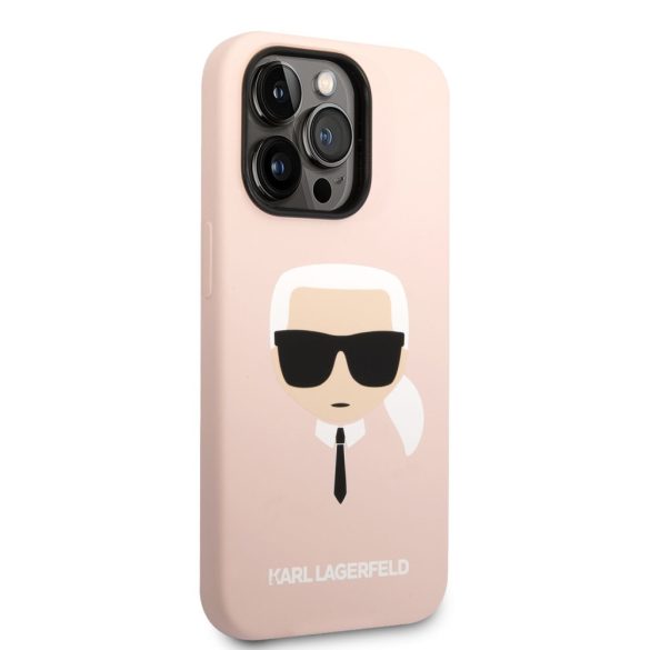 Karl Lagerfeld MagSafe Compatible Case Liquid Silicone Karl Head iPhone 14 Pro Max (KLHMP14XSLKHLP) magsafe kompatibilis hátlap, tok, rózsaszín