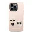 Karl Lagerfeld iPhone 14 Pro Max Liquid Silicone Karl and Choupette Magsafe (KLHMP14XSSKCI) MagSafe hátlap, tok, rózsaszín