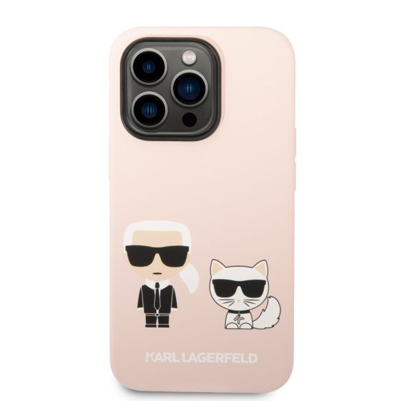Karl Lagerfeld iPhone 14 Pro Max Liquid Silicone Karl and Choupette Magsafe (KLHMP14XSSKCI) magsafe kompatibilis hátlap, tok, rózsaszín
