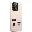 Karl Lagerfeld iPhone 14 Pro Max Liquid Silicone Karl and Choupette Magsafe (KLHMP14XSSKCI) MagSafe hátlap, tok, rózsaszín