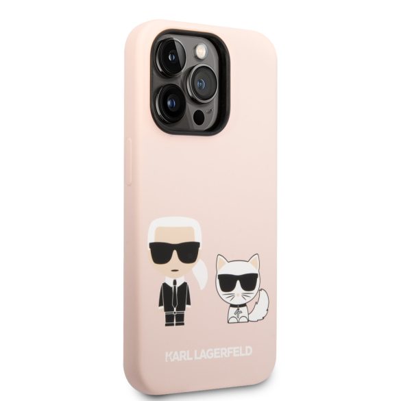 Karl Lagerfeld iPhone 14 Pro Max Liquid Silicone Karl and Choupette Magsafe (KLHMP14XSSKCI) magsafe kompatibilis hátlap, tok, rózsaszín