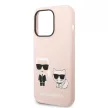 Karl Lagerfeld iPhone 14 Pro Max Liquid Silicone Karl and Choupette Magsafe (KLHMP14XSSKCI) MagSafe hátlap, tok, rózsaszín