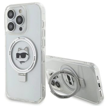   Karl Lagerfeld KLHMP15LHMRSCHH Choupette Head MagSafe Ring iPhone 15 Pro 6.1", hátlap, tok, fehér
