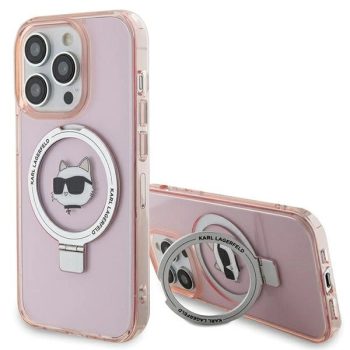   Karl Lagerfeld KLHMP15LHMRSCHP Choupette Head MagSafe Ring iPhone 15 Pro 6.1", hátlap, tok, rózsaszín