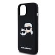 Karl Lagerfeld iPhone 15 Pro Liquid Silicone Double Heads KLHMP15LSKCHPPLK MagSafe hátlap, tok, fekete
