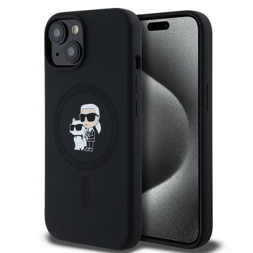 Karl Lagerfeld KLHMP15MSCMKCRHK Karl & Choupette MagSafe Silicone iPhone 14 Plus/15 Plus 6.7", hátlap, tok, fekete