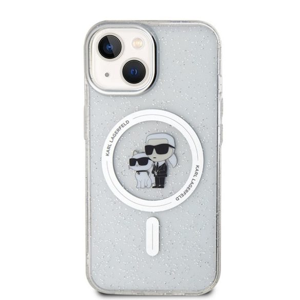 Karl Lagerfeld iPhone 13/14/15 Karl&Choupette Glitter MagSafe (KLHMP15SHGKCNOT) Magsafe kompatibilis hátlap, tok, fekete