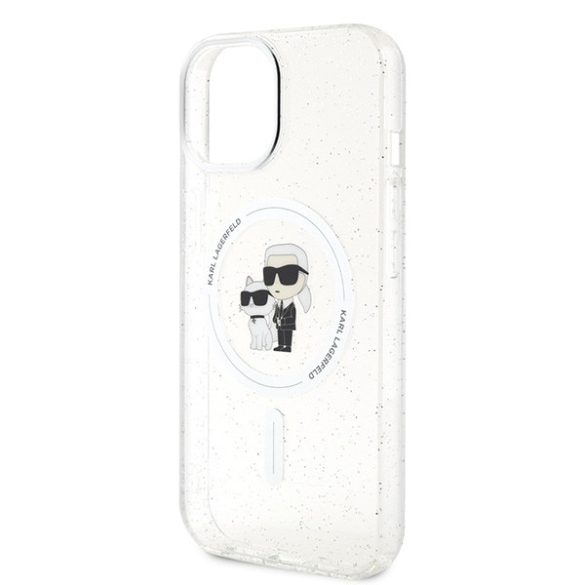 Karl Lagerfeld iPhone 13/14/15 Karl&Choupette Glitter MagSafe (KLHMP15SHGKCNOT) Magsafe kompatibilis hátlap, tok, fekete
