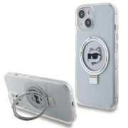   Karl Lagerfeld iPhone 13/14/15 Karl&Choupette Glitter MagSafe (KLHMP15SHMRSCHH) Magsafe kompatibilis hátlap, tok, fehér