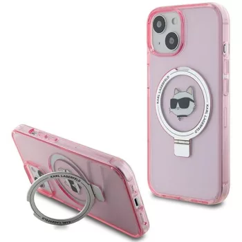   Karl Lagerfeld iPhone 15 Karl&Choupette Glitter MagSafe (KLHMP15SHMRSCHP) MagSafe hátlap, tok, rózsaszín