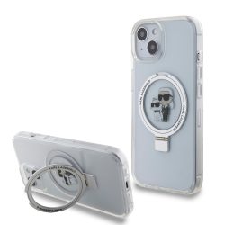   Karl Lagerfeld Ringstand Karl and Choupette MagSafe Case iPhone 15 (KLHMP15XHMRSKCH) magsafe kompatibilis hátlap, tok, átlátszó