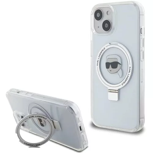 Karl Lagerfeld KLHMP15SHMRSKHH Ring Stand Karl Head MagSafe iPhone 15 6.1", hátlap, tok, fehér