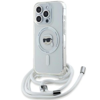   Karl Lagerfeld KLHMP15XHCKHNT iPhone 15 Pro Max 6.7" hátlap, tok, átlátszó Keresztes test IML Karl Head Magsafe