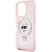 Karl Lagerfeld KLHMP15XHMRSCHP Ring Stand Choupette Head MagSafe iPhone 15 Pro Max 6.7", hátlap, tok, rózsaszín