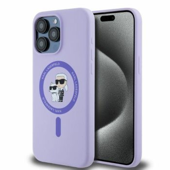   Karl Lagerfeld KLHMP15XSCMKCRHU Silicone Karl&Choupette Heads Ring MagSafe iPhone 15 Pro Max 6.7", hátlap, tok, lila