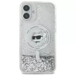 Karl Lagerfeld iPhone 16 Magsafe Liquid Glitter Choupette Head (KLHMP16SLGCHSGH) MagSafe hátlap, tok, ezüst-átlátszó