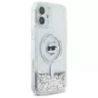 Karl Lagerfeld iPhone 16 Magsafe Liquid Glitter Choupette Head (KLHMP16SLGCHSGH) MagSafe hátlap, tok, ezüst-átlátszó