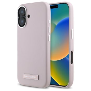   Karl Lagerfeld iPhone 16 Magsafe FW Metal Plate (KLHMP16SPGMSRPK) MagSafe hátlap, tok, rózsaszín