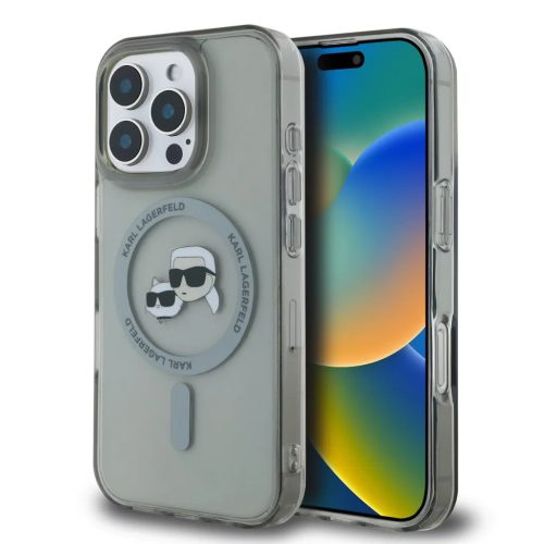 Karl Lagerfeld IML K&CH Heads Metal Frame MagSafe Case for iPhone 16 Pro Max tok, fekete