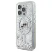 Karl Lagerfeld iPhone 16 Pro Max Magsafe Liquid Glitter Karl&Choupette Head (KLHMP16XLGKCSGH) MagSafe hátlap, tok, ezüst-átlátszó