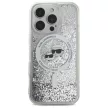 Karl Lagerfeld iPhone 16 Pro Max Magsafe Liquid Glitter Karl&Choupette Head (KLHMP16XLGKCSGH) MagSafe hátlap, tok, ezüst-átlátszó