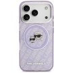 Karl Lagerfeld case Magsafe IML glitter case metal camera frame and buttons Karl and Choupette heads on KL repeated logo iPhone 17 Pro Max tok, lila
