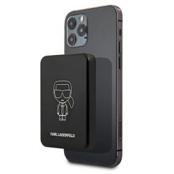   Karl Lagerfeld KLPBMSOIBK Ikonik Outline MagSafe kompatibilis külső akkumulátor, 3000 mAh, fekete