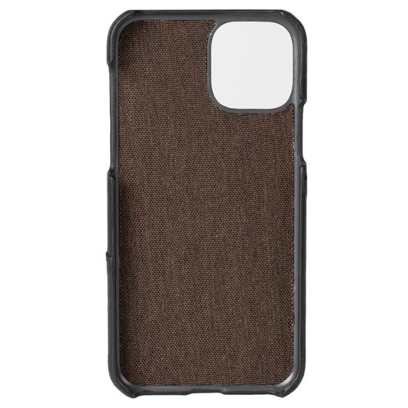 Krusell Leather CardCover iPhone 12/12 Pro eredeti bőr, kártyatartós hátlap, tok, fekete