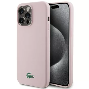   Lacoste LCHMP15LSLOI iPhone 15 Pro 6.1" rózsaszín hátlap, tok, Silicone Magsafe,